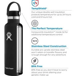 Hydro Flask Water Bottles 24oz Standard Mouth Water Bottle 19 Hydro Flask Water Bottles 24oz Standard Mouth Water Bottle -GSI Outdoor Shop BK D1 1
