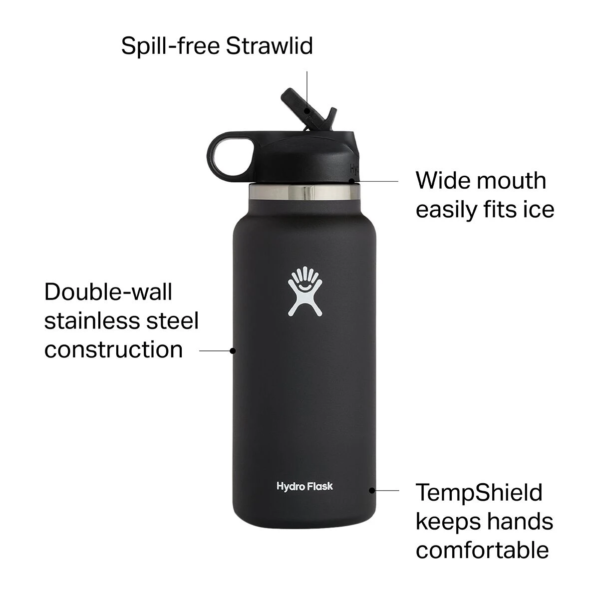 Hydro Flask Water Bottles 32oz Wide Mouth Straw Lid 2.0 Water Bottle 2 Hydro Flask Water Bottles 32oz Wide Mouth Straw Lid 2.0 Water Bottle - Image 2
