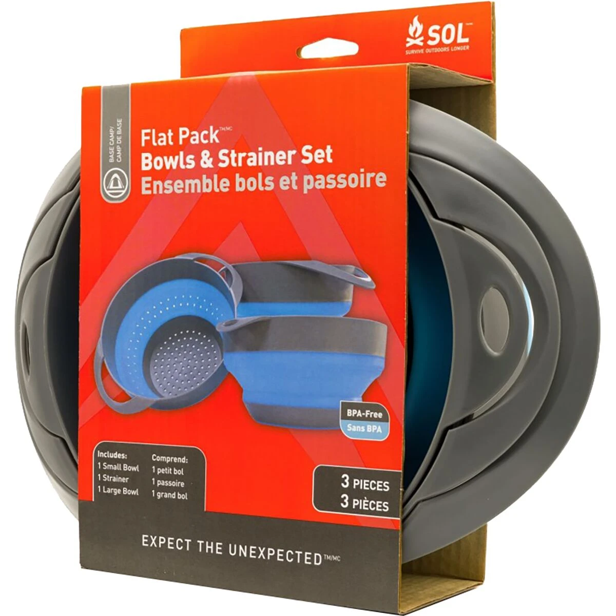 Adventure Ready Brands Books, Maps & Games SOL Flat Pack Bowls & Strainer Set 1 Adventure Ready Brands Books, Maps & Games SOL Flat Pack Bowls & Strainer Set